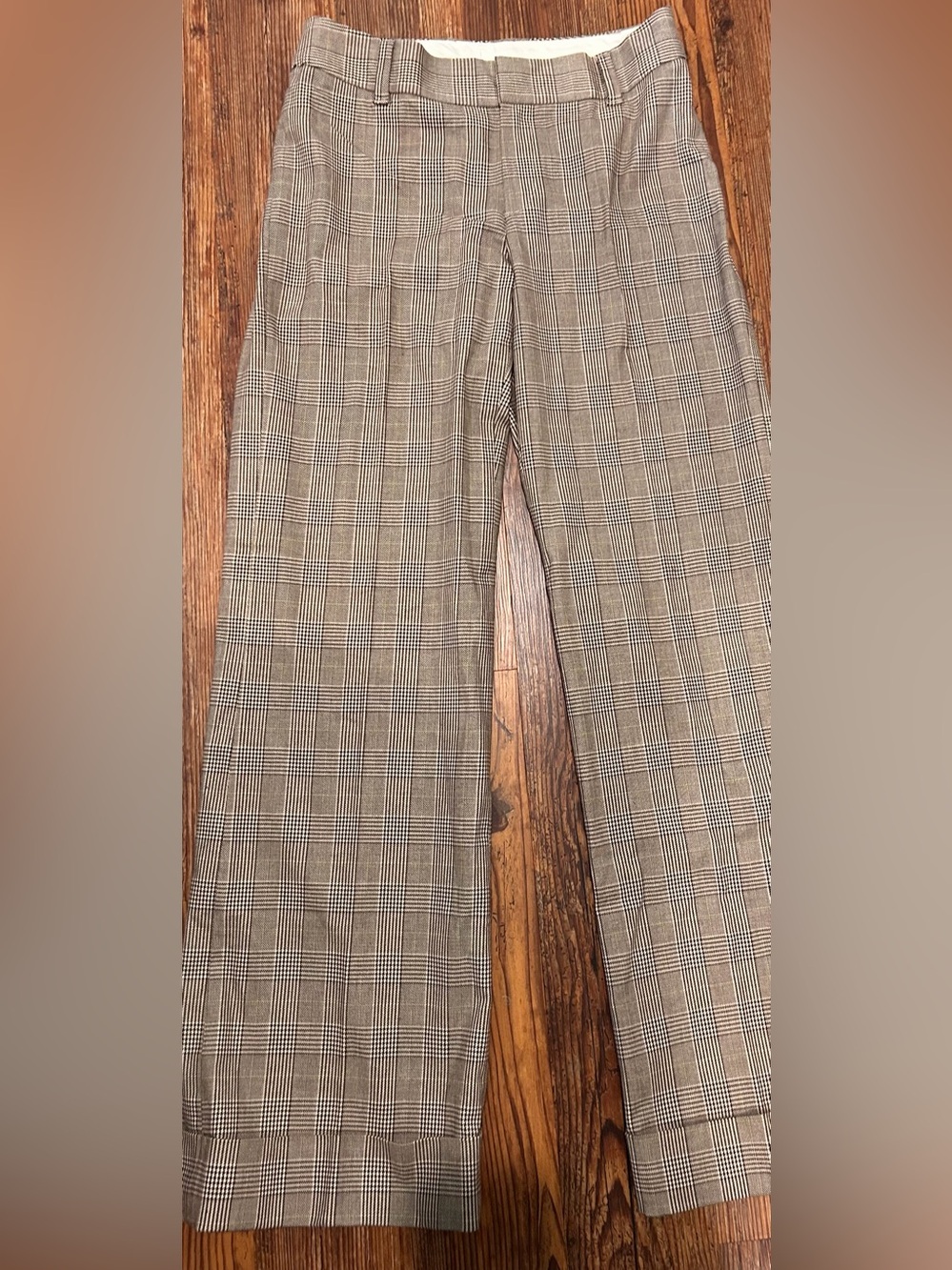 GapStretch Plaid Wide Leg Career Pants Women’s 6 Brown Glen Plaid Trouser - Picture 3 of 8